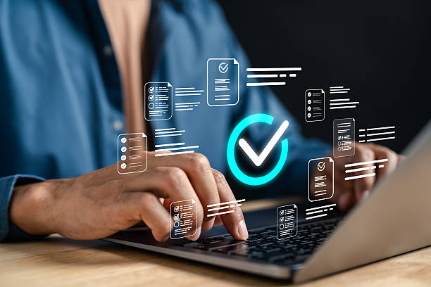 Digital records being confirmed with a checkmark at the source